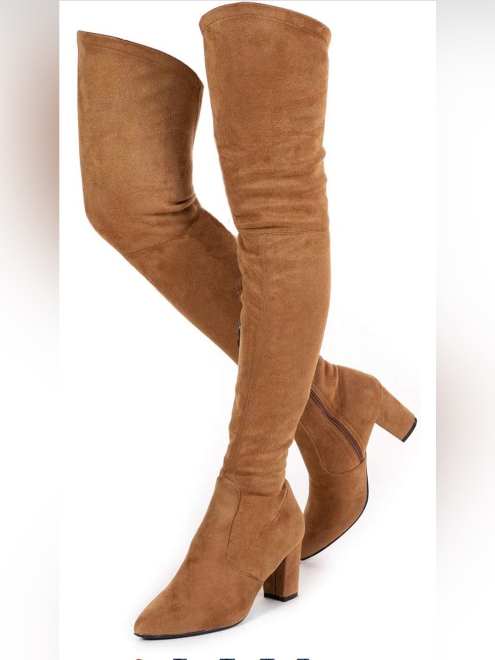 Tan “suede” over the knee boots